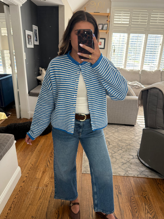 Piper Cardigan - Blue Striped