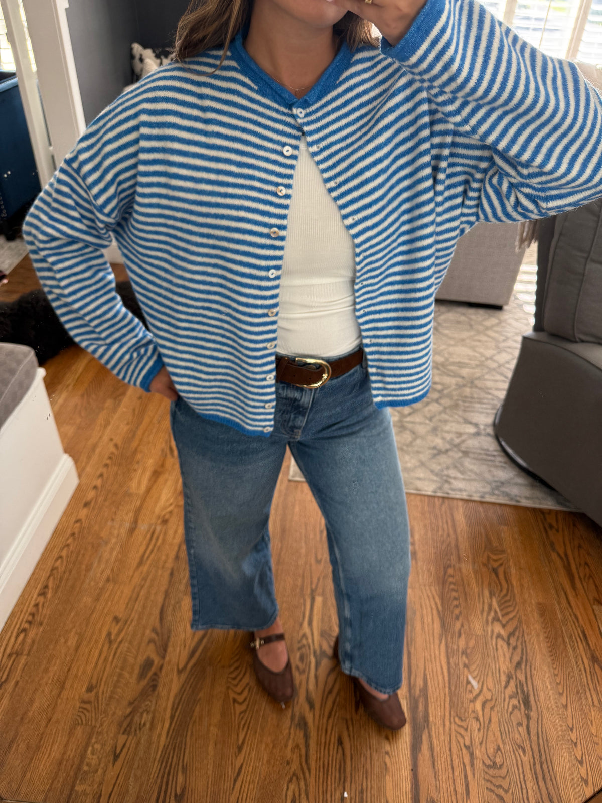 Piper Cardigan - Blue Striped