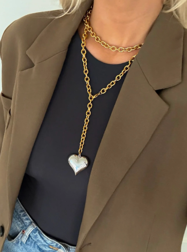 Two Toned Heart Neckalce