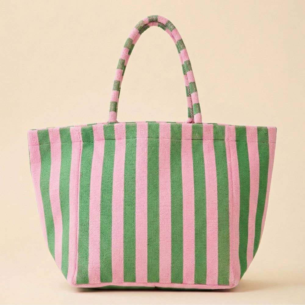 Avery Terry Tote Bag: Pink/Green