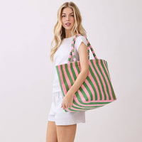 Avery Terry Tote Bag: Pink/Green