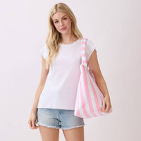 Avery Terry Tote Bag: Pink/White