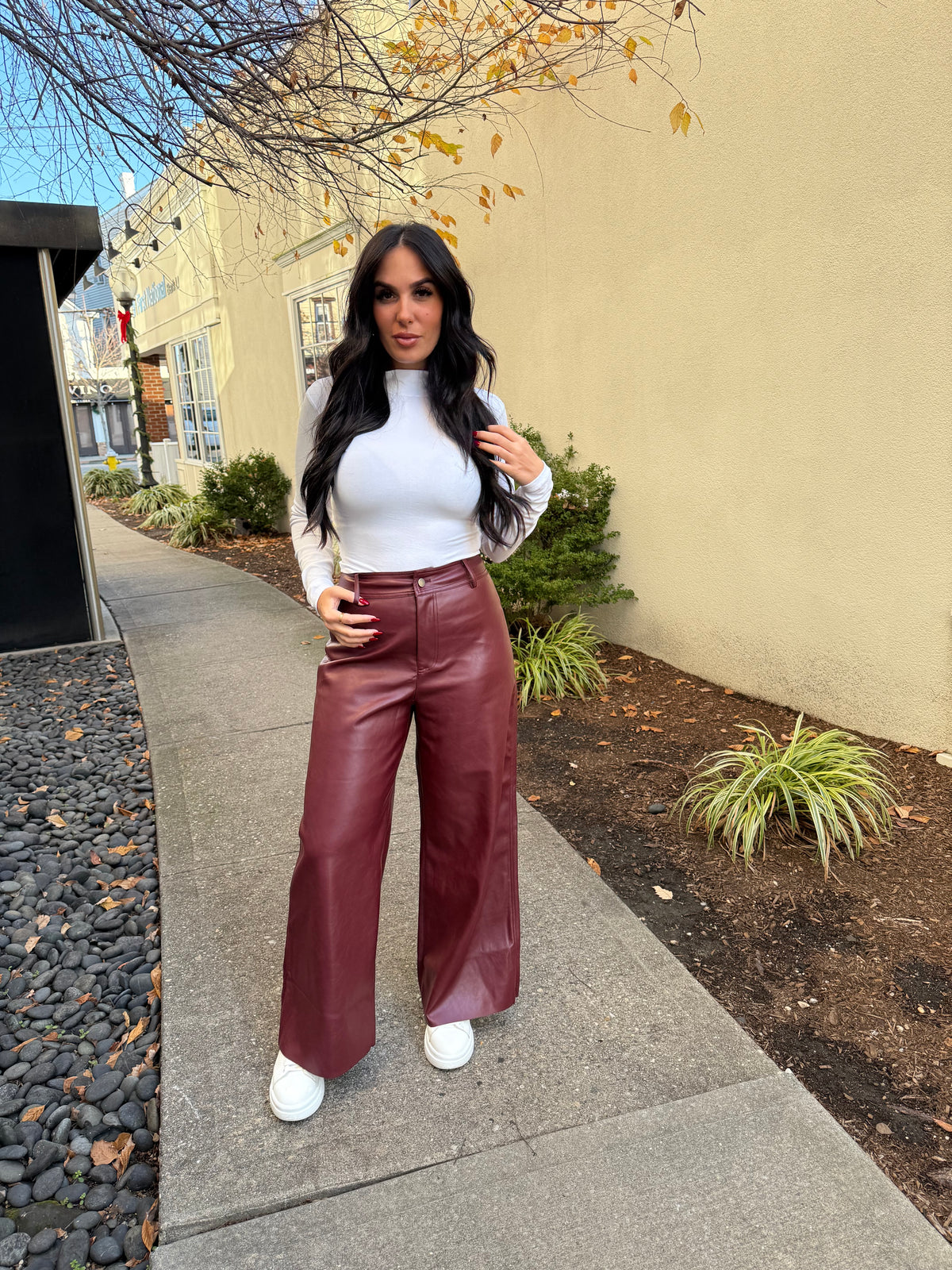 Cherry Wine Leather Pants