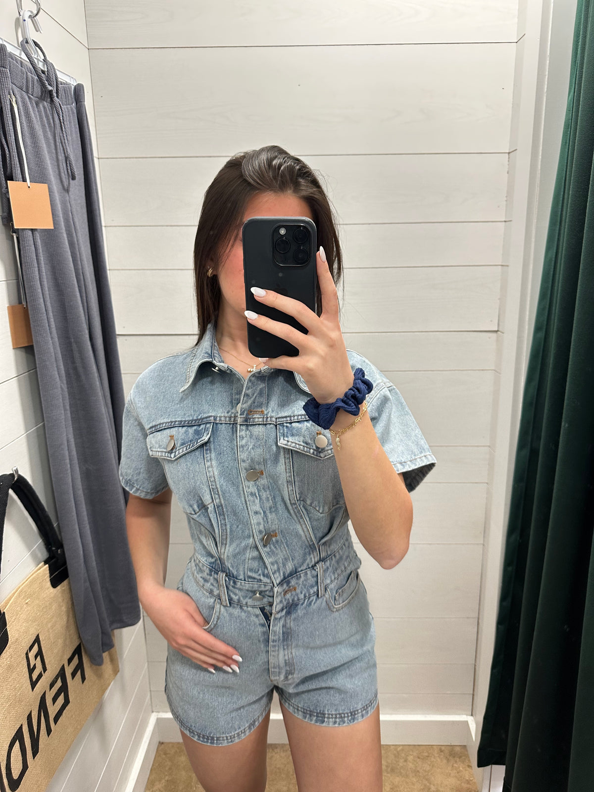 Lila Denim Romper