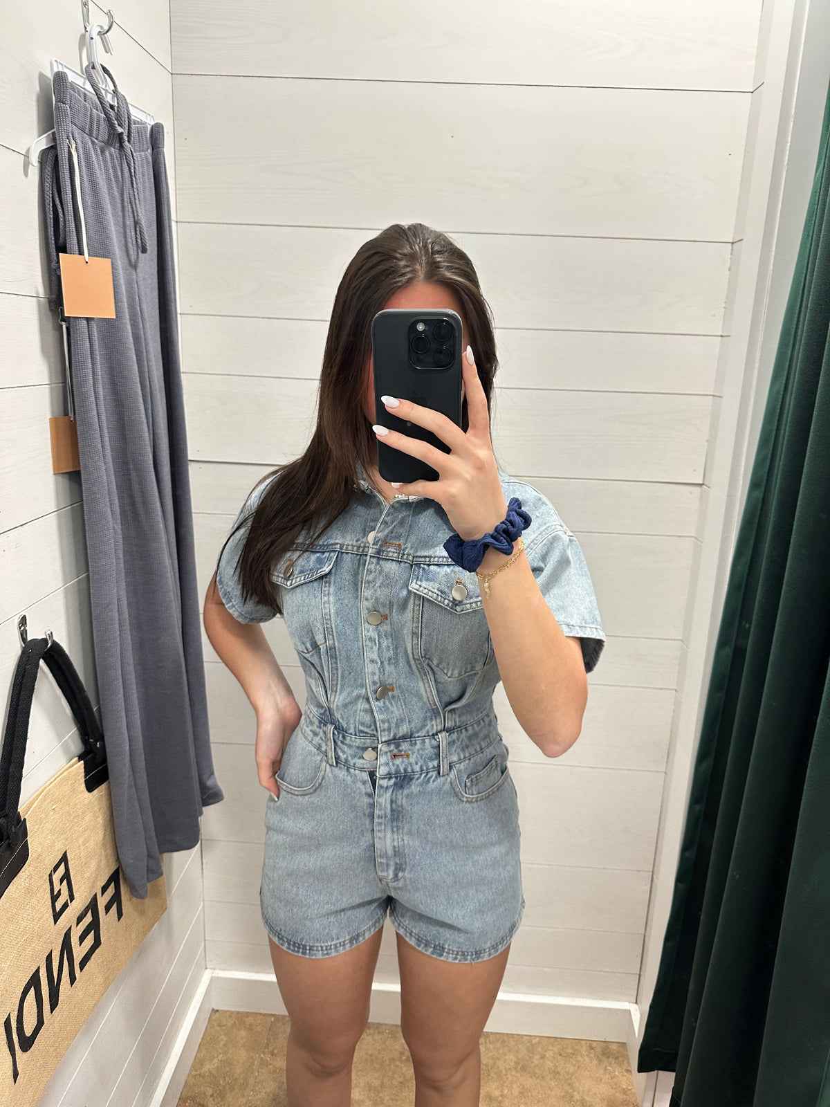 Lila Denim Romper