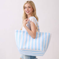 Avery Terry Tote Bag: Blue/White