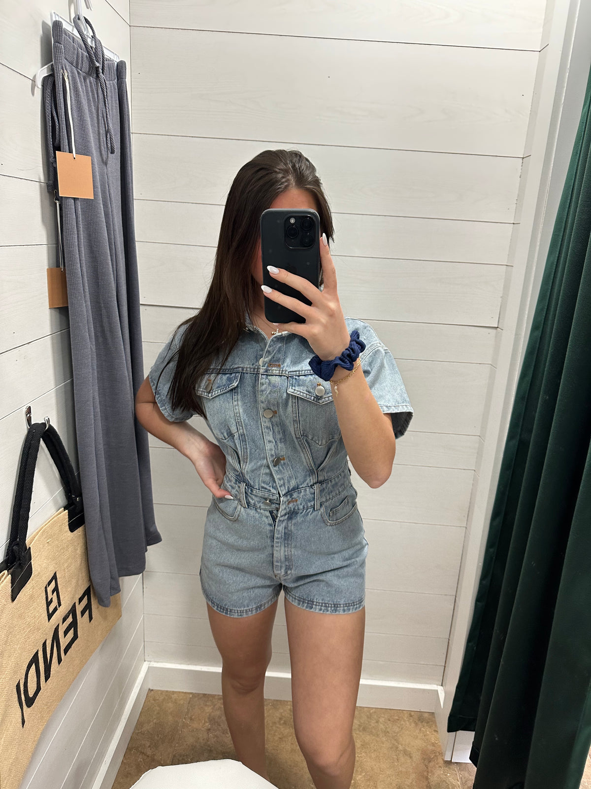 Lila Denim Romper