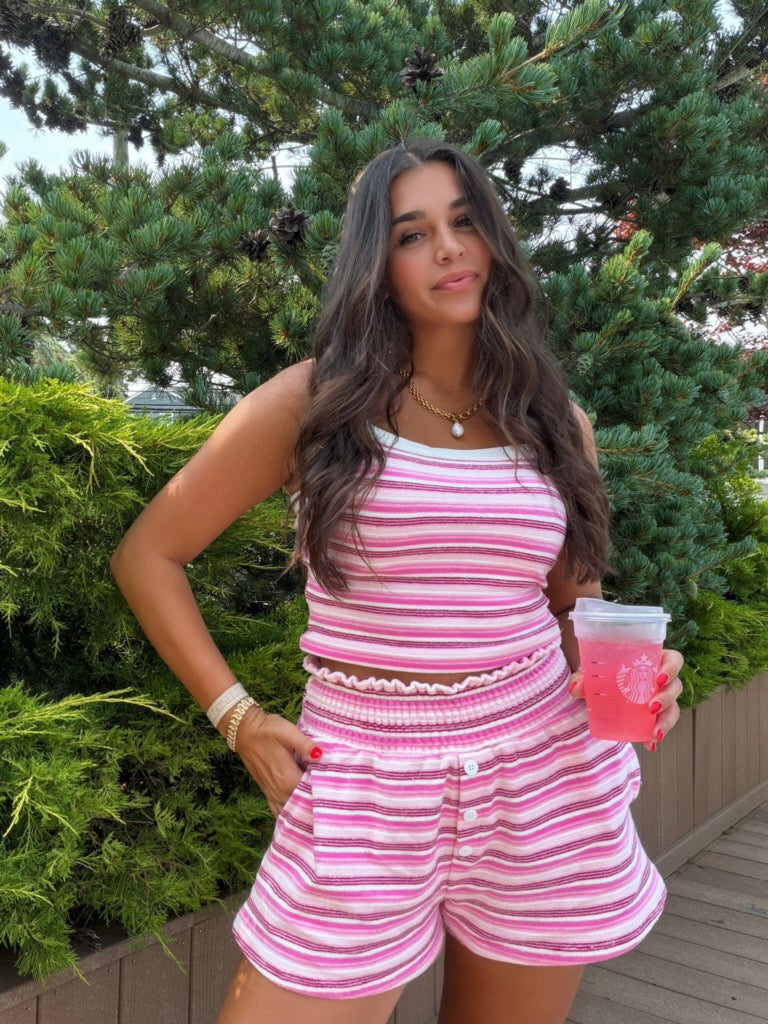 Berry Striped Short Set