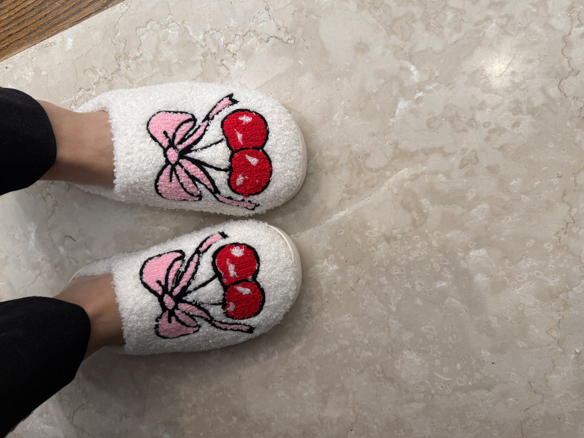 Bow Cherry Slippers