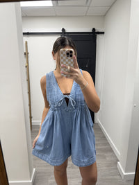 Pleated Denim Romper