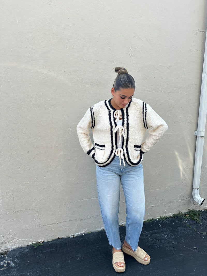 Contrast Sweater Cardigan