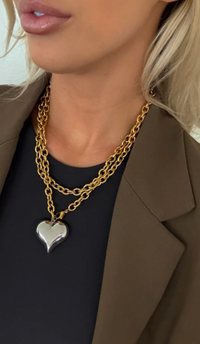 Two Toned Heart Neckalce