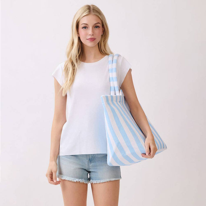Avery Terry Tote Bag: Blue/White