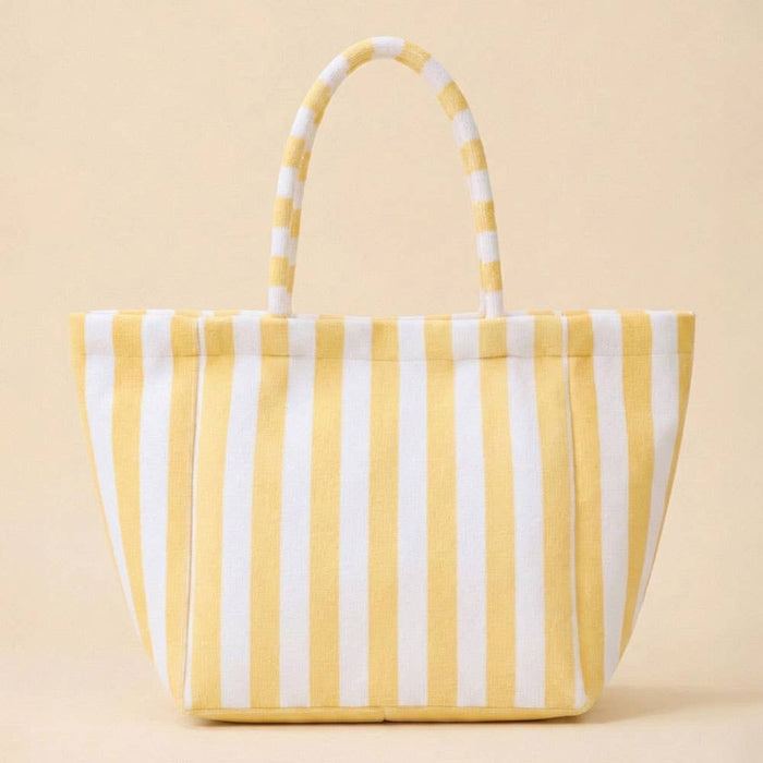 Avery Terry Tote Bag: Yellow/White